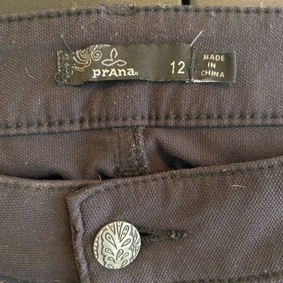 Prana "Brenna" Black Twill Moto Pants, Skinny Leg, Mid-Rise, Size 12 - Picture 5 of 10